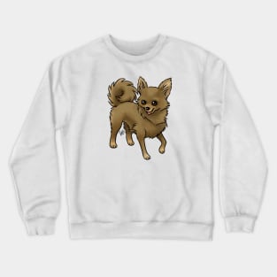 Dog - Chihuahua - Long Haired - Chocolate Crewneck Sweatshirt